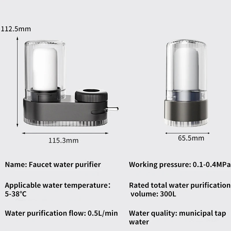 Faucet Tap Water Purifier Physical Filtering for Home Kictchen 2 Filter Element Removable Washable Filter Water Purifier Aerator