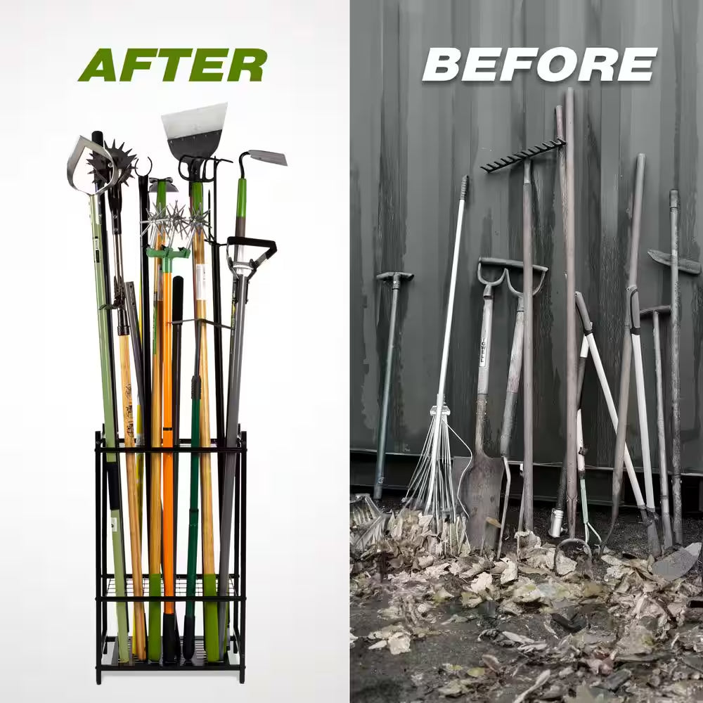 3-Tier Garden Tool Organizer for Garage Organization up to 35 Long-Handled Tools/Rakes/Brooms