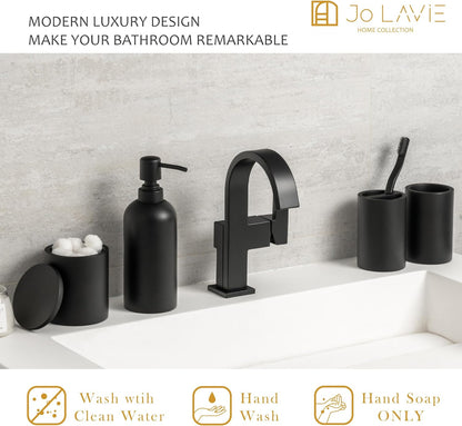 Premium Matte Black 4 Pcs Bathroom Accessory Set. Modern Decor Complete Bath Restroom Accessories Toothbrush Holder Set Juegos De Accesorios De Baño Essentials for Apartment House