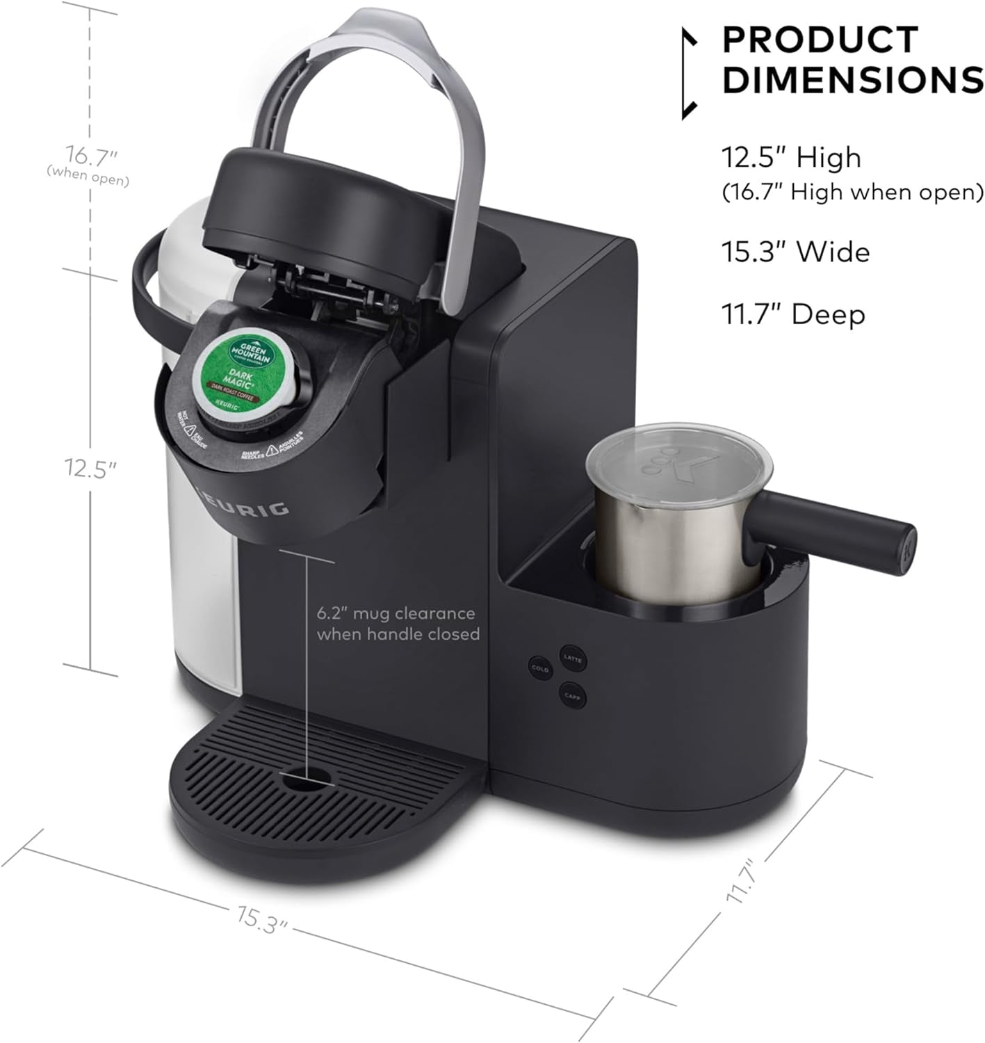 K-Cafe Single Serve K-Cup Coffee, Latte and Cappuccino Maker, Dark Charcoal