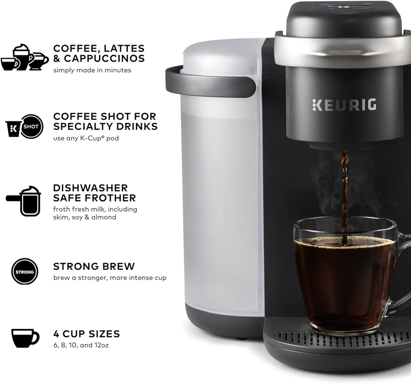 K-Cafe Single Serve K-Cup Coffee, Latte and Cappuccino Maker, Dark Charcoal