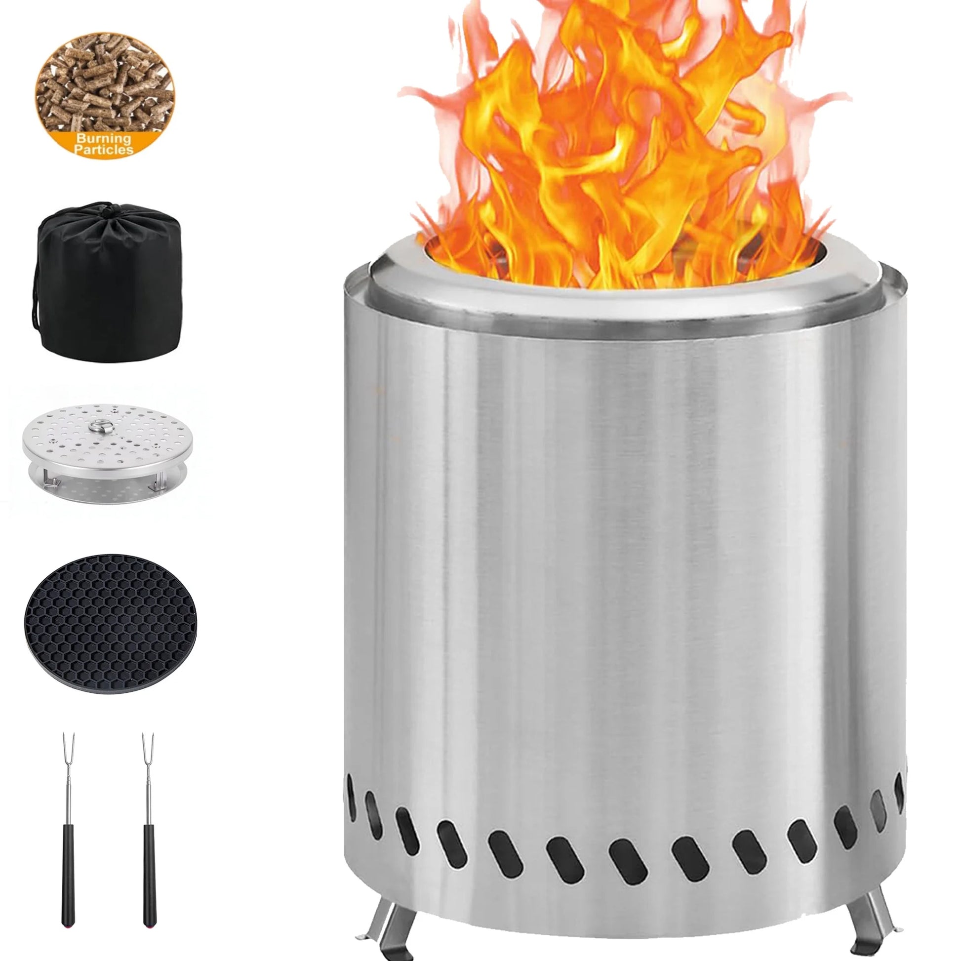 Table Top Firepit 7 Inch - Tabletop Fire Pit Camping Stove Stainless Steel Pellet Patio Heater Portable Smokeless Fire Pit for Camping Outdoor Outside