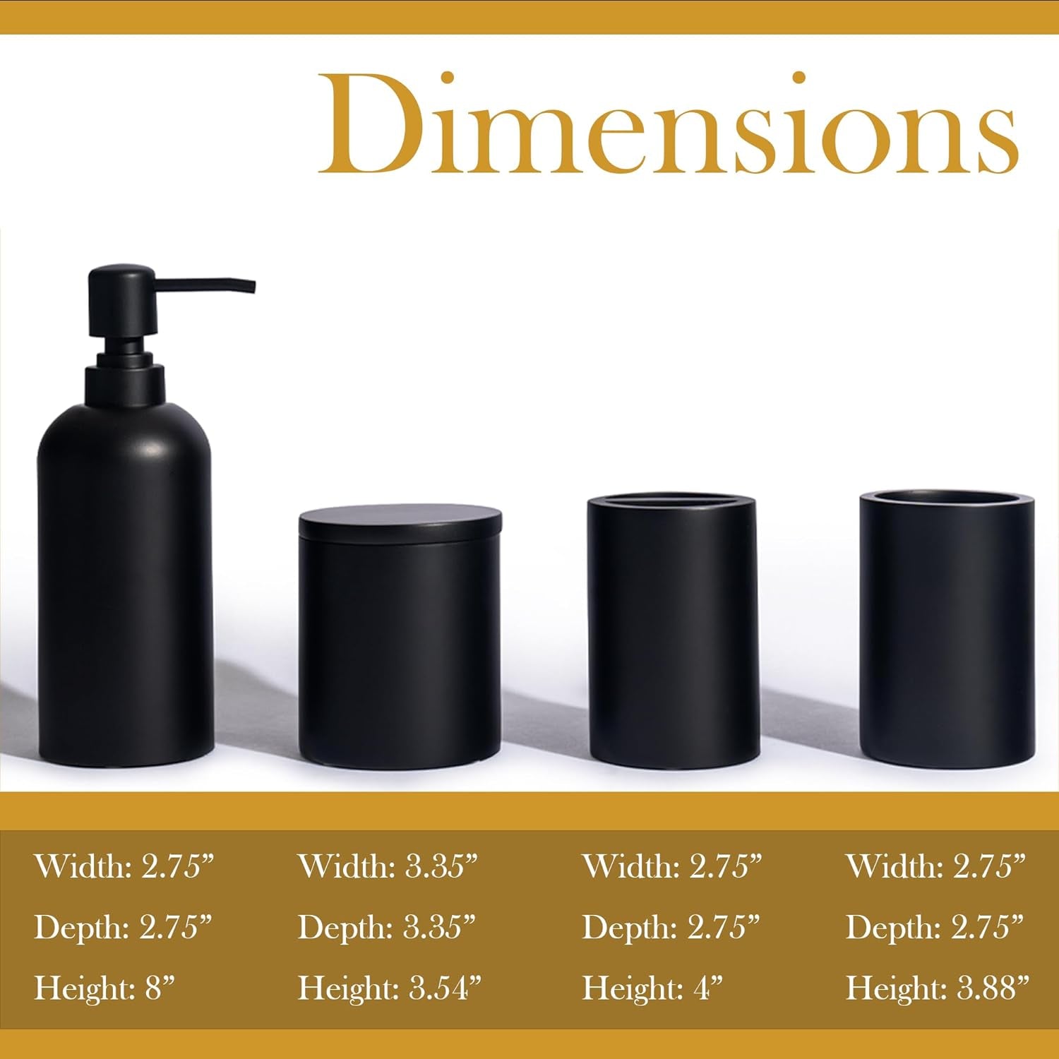 Premium Matte Black 4 Pcs Bathroom Accessory Set. Modern Decor Complete Bath Restroom Accessories Toothbrush Holder Set Juegos De Accesorios De Baño Essentials for Apartment House