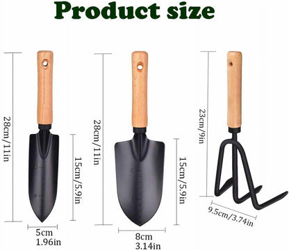 Gardening Tools Set of 3-Garden Trowel, Large Succulent Plant Transplant Trowel Set,3 Pcs Garden Tools Set Tools Gift for Mens and Womens,1 Narrow Shovel,1 Wide Shovel and 1 Garden Rake Tools Set