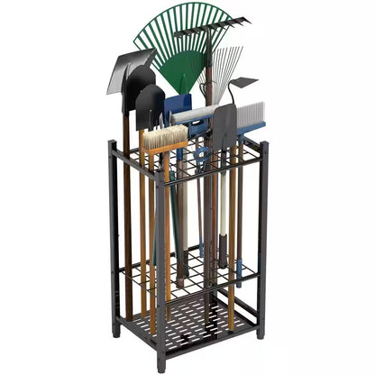 3-Tier Garden Tool Organizer for Garage Organization up to 35 Long-Handled Tools/Rakes/Brooms