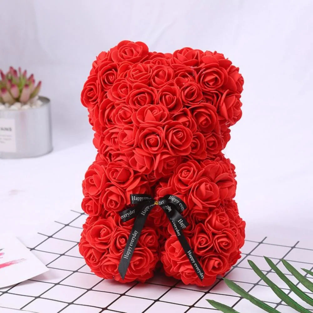 Artificial Flower Rose Bear, Rose Bear, Bear Flower, Forever Rose Immortal Flower Window Display, Anniversary Christmas Valentine'S Day Gift